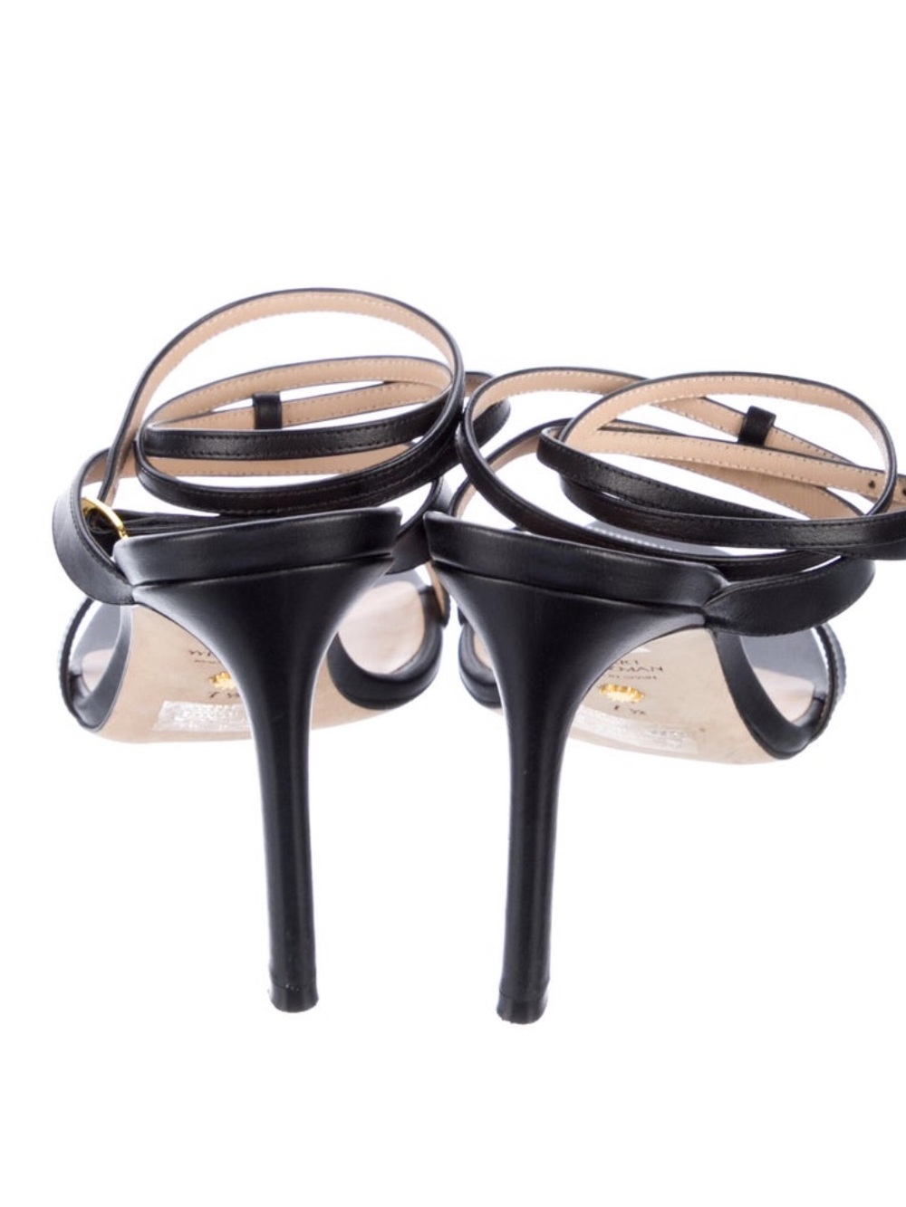 Stuart Weitzman Black Leather Ankle-Strap Stiletto Sandals - Picture 4 of 4